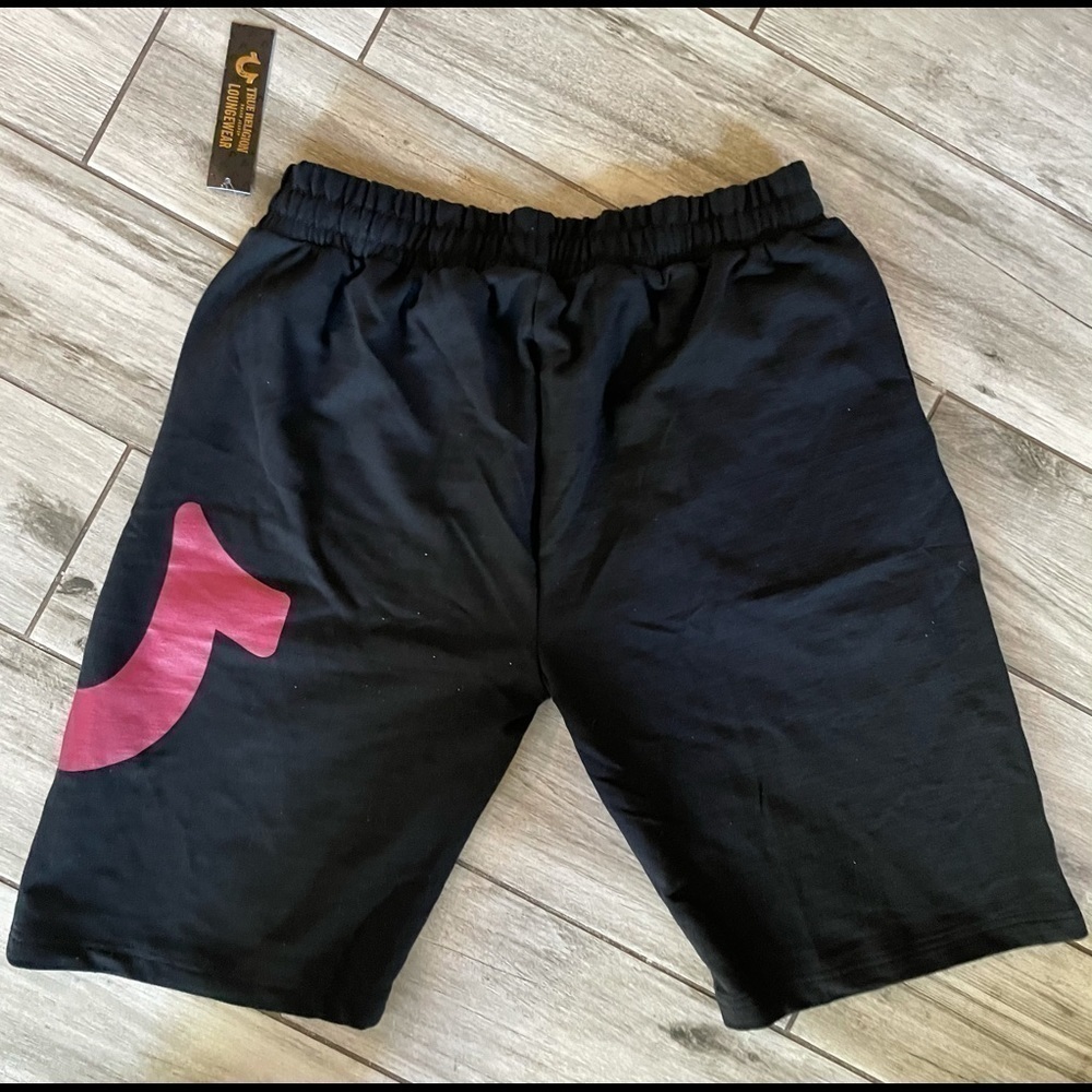NEW Authentic True Religion Sweat Shorts Black Red - Picture 5 of 8